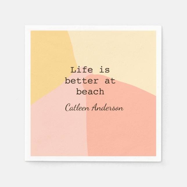 Life is better at beach yellow orange boho rustic  napkin (Front)