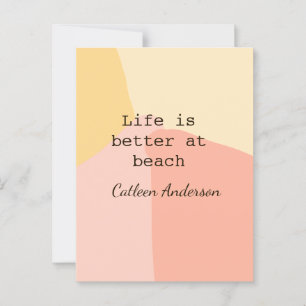 Life is better at beach yellow orange boho rustic  postcard