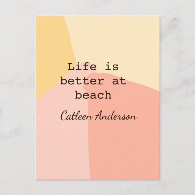 Life is better at beach yellow orange boho rustic  postcard (Front)