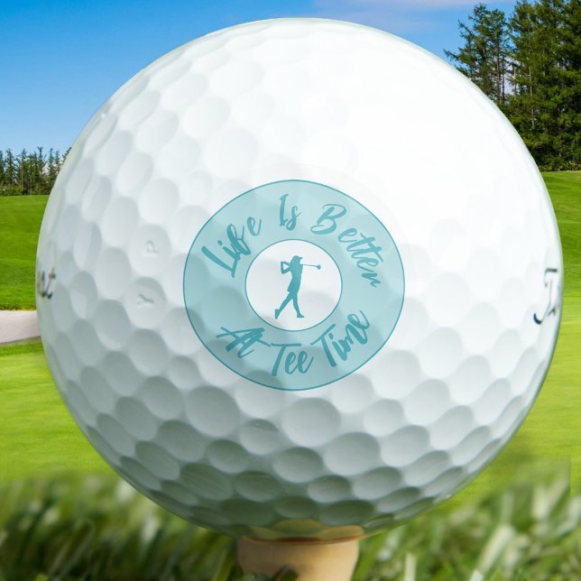Life Is Better at Tee Time Funny Women’s Teal Gift Golf Balls (Life Is Better at Tee Time Funny Women’s Teal Gift Golf Balls)