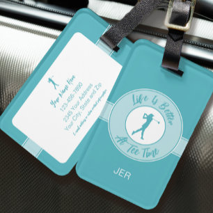 Life Is Better at Tee Time Personalised Golfer Luggage Tag