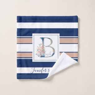 Life is Better at the Beach blue pink watercolor Wash Cloth