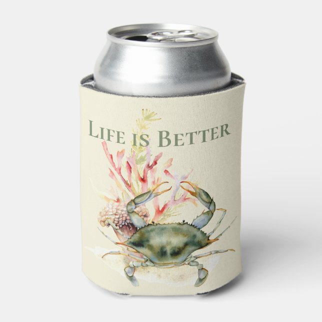 Life is Better at the Beach / Crab / Can Cooler (Can Front)