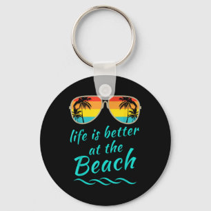 Life Is Better At The Beach Retro Palm Trees Summe Key Ring