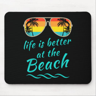 Life Is Better At The Beach Retro Palm Trees Summe Mouse Pad