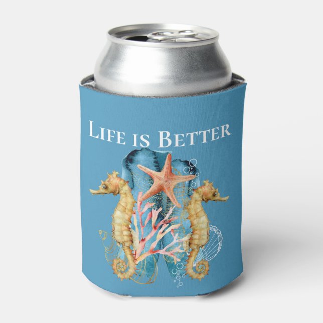 Life is Better at the Beach / Seahorse / Can Cooler (Can Front)