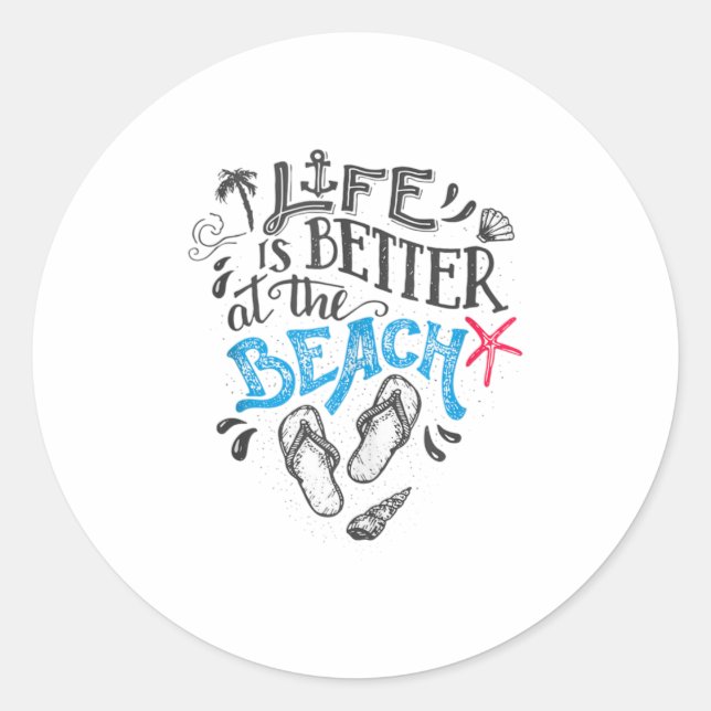 Life Is Better At The Beach Tank Top Classic Round Sticker (Front)