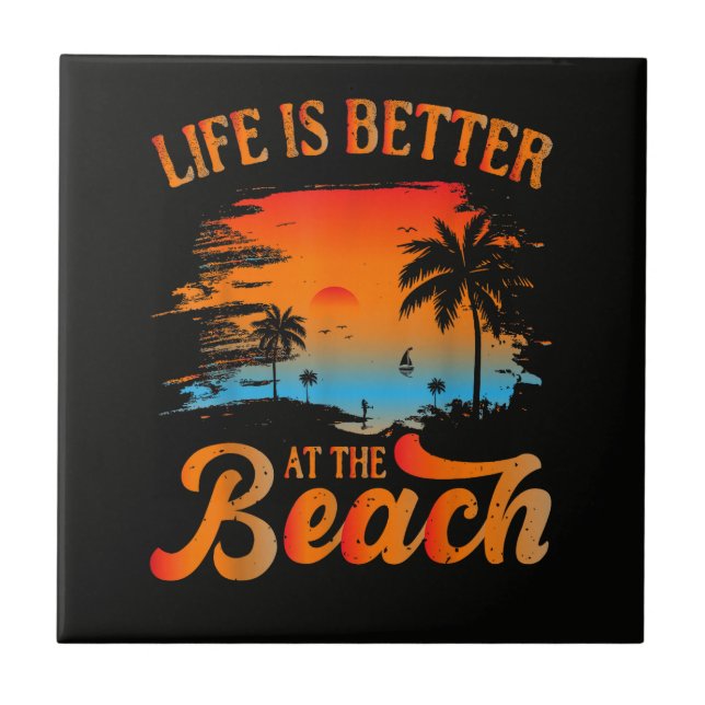 Life is Better at The Beach Tile (Front)