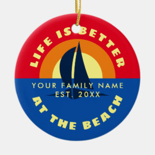 Life is better at the beach tropical Christmas Ceramic Tree Decoration