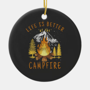 Life Is Better at the Campfire  Ceramic Tree Decoration