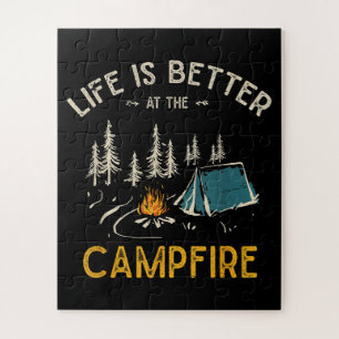 Life Is Better At The Campfire Funny Camper Jigsaw Puzzle