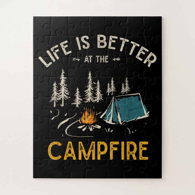 Life Is Better At The Campfire Funny Camper Jigsaw Puzzle (Vertical)