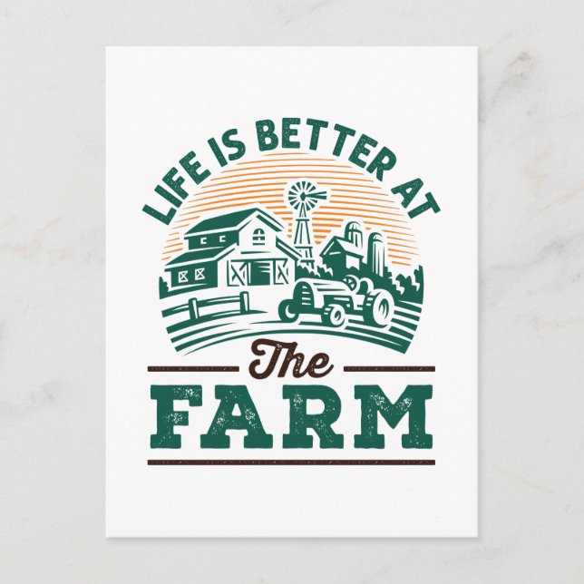 Life Is Better At The Farm Postcard (Front)