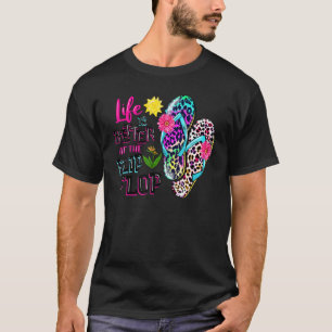 Life Is Better At The Flip Flop Leopard Summer Bea T-Shirt