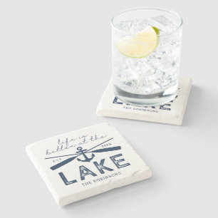 Life is Better at the Lake Family Name Stone Coaster