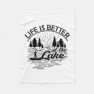 Life Is Better At The Lake Funny Boating Lover Cru Fleece Blanket