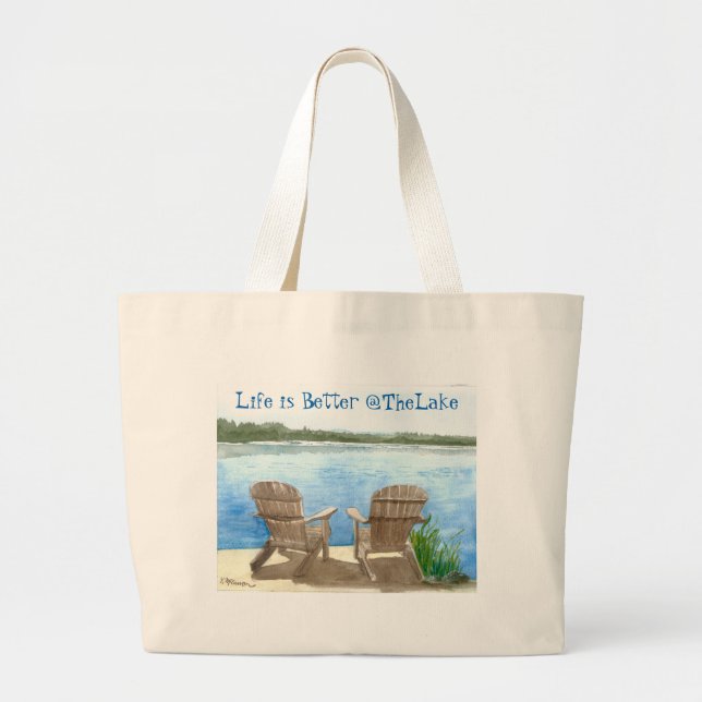 Life is Better at the Lake Large Tote Bag (Front)