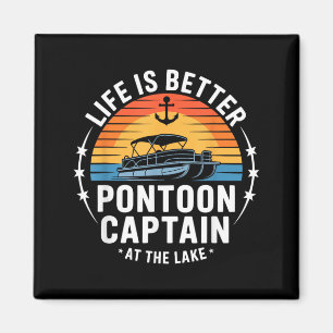 Life Is Better At The Lake ntoon Captain Boating Magnet