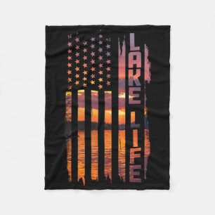 Life Is Better At The Lake Pontoon Boating Wakeboa Fleece Blanket