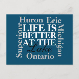 Life is better at the lake postcard