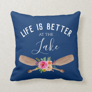 Life Is Better At The Lake Rustic Navy Cushion
