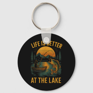 Life Is Better At The Lake – Vintage Fishing Natur Key Ring