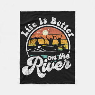 Life Is Better At The River Funny Pontoon Boat Boa Fleece Blanket