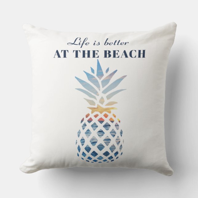 Life is Better Beach Pineapple Family Vacation Cushion (Front)