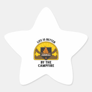 Life is better by the camp Retro vintage sunset.pn Star Sticker