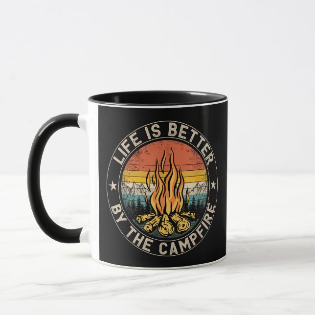 Life is Better By The Campfire Camping Campfire Mug (Left)
