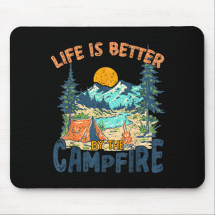 Life is better by the campfire camping vintage mouse pad