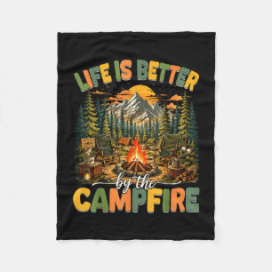 Life is better by the campfire funny camper camp fleece blanket