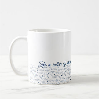Life Is Better By The Sea Coastal Fish Pattern Coffee Mug