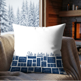 Life Is Better By The Sea Coastal Fish Pattern Cushion