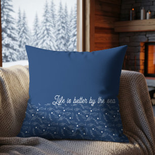 Life Is Better By The Sea Coastal Fish Pattern Cushion