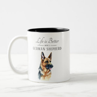 Life is Better German Shepherd Two-Tone Coffee Mug