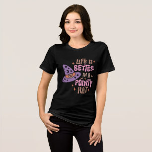 Life Is Better In A Pointy Hat Halloween Witch Tri-Blend Shirt