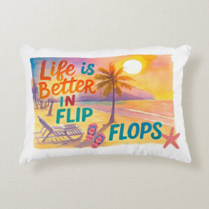 Life is better in Flip Flops at Paradise Beach Decorative Cushion