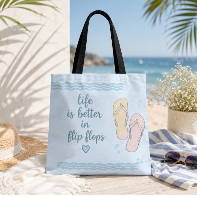 Life Is Better In Flip Flops Beach Tote Bag (Creator Uploaded)