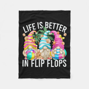 Life Is Better In Flip Flops For Beach Girls Summe Fleece Blanket