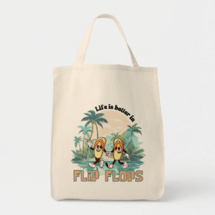 Life is better in flip flops summer tote bag