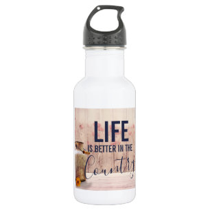 Life is Better in the Country Quote with Milk Can 532 Ml Water Bottle