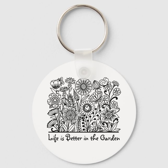 Life is Better in the Garden Floral Print Key Ring (Front)