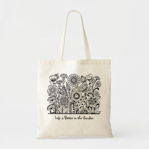 Life is Better in the Garden Floral Print Tote Bag