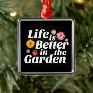 Life is Better in the Garden - Zinnia Flower Metal Tree Decoration