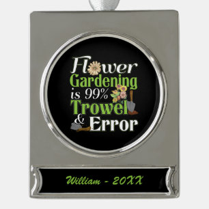 Life is Better in the Garden - Zinnia Flower Silver Plated Banner Ornament