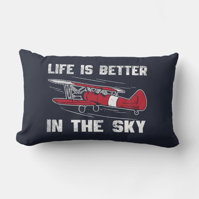 Life is Better in the Skies Aeroplane Pilot Lumbar Cushion (Front)