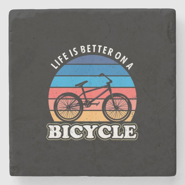 Life Is Better On A Bicycle Stone Coaster (Front)