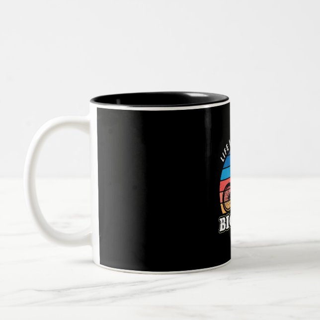 Life Is Better On A Bicycle Two-Tone Coffee Mug (Left)