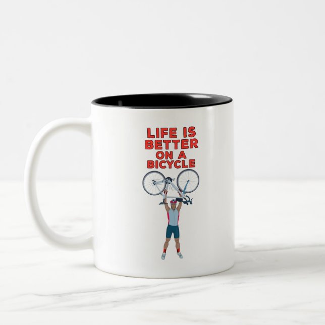Life is Better on a Bicycle Two-Tone Coffee Mug (Left)